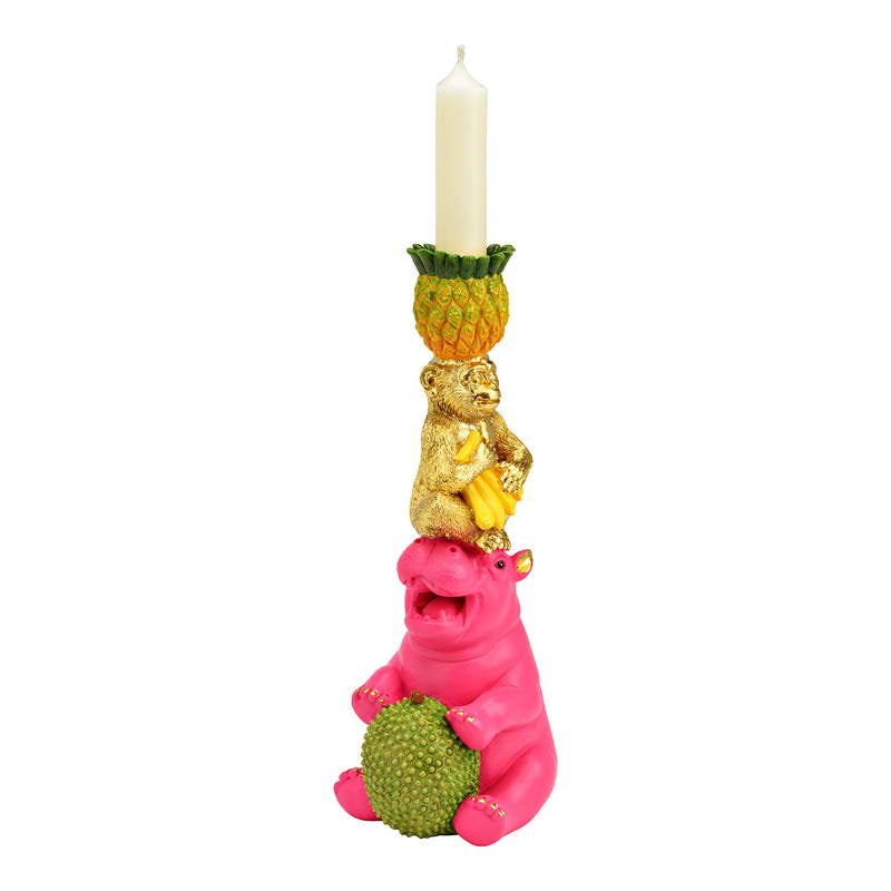 Tropische Dieren Kandelaar – Aap & Nijlpaard 25 cm