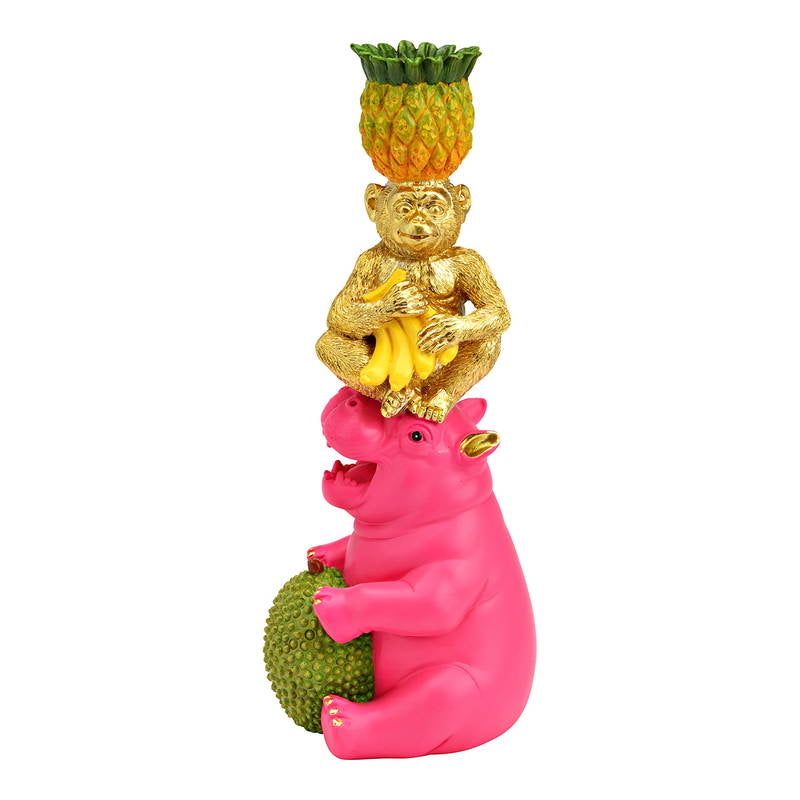 Tropische Dieren Kandelaar – Aap & Nijlpaard 25 cm
