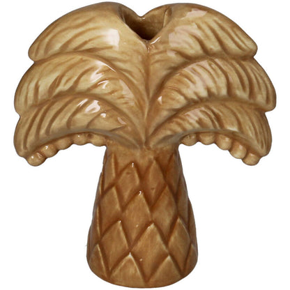 Beige keramieken kandelaar palmboom 14,4 cm