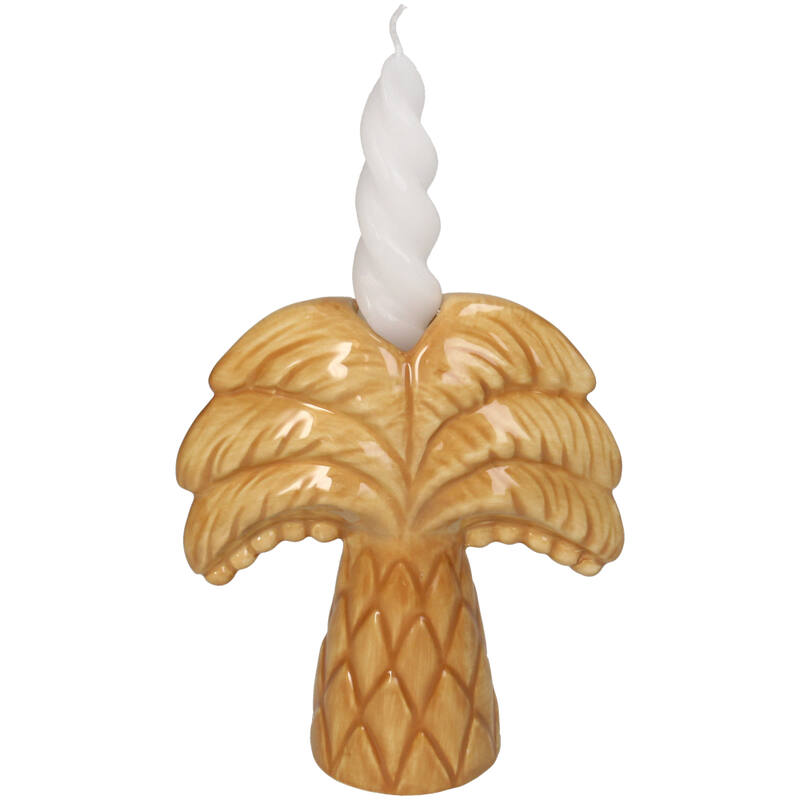 Kandelaar palmboom beige keramiek – 14,4 cm