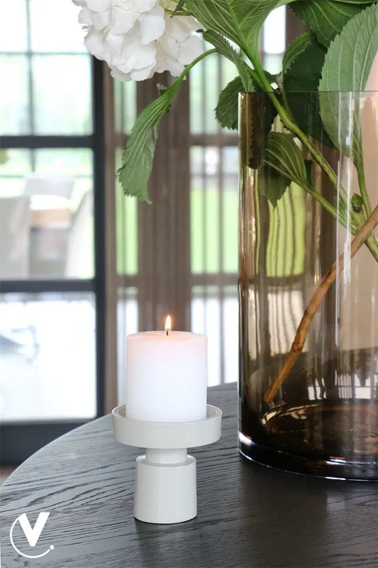 Ivory kandelaar Piura van metaal – omkeerbaar design voor stomp-, dinerkaars en theelichtje