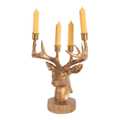 Golden Deer Antler Candlestick – 4-armed – 31.5 cm – Dutch Style