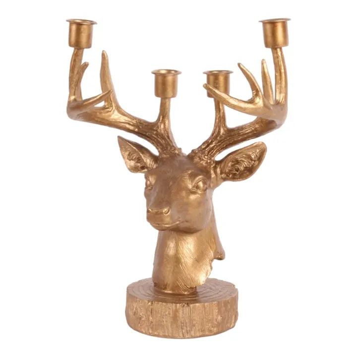Golden Deer Antler Candlestick – 4-armed – 31.5 cm – Dutch Style
