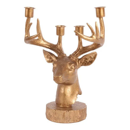 Golden Deer Antler Candlestick – 4-armed – 31.5 cm – Dutch Style