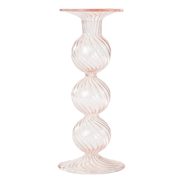 swirl no. 1 kandelaar roze mondgeblazen glas handgemaakt design