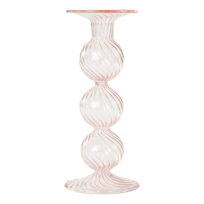 swirl no. 1 kandelaar roze mondgeblazen glas handgemaakt design