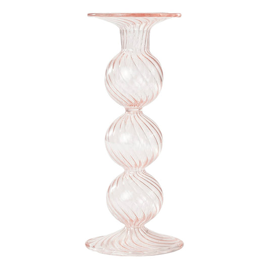 swirl no. 1 kandelaar roze mondgeblazen glas handgemaakt design