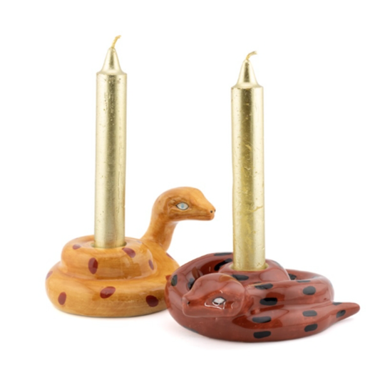 bruine keramieken slang kandelaar dieren woonaccessoire