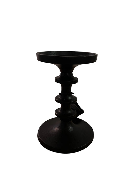Kleine zwarte stompkaarsenhouder – 15 cm – Colmore – Krokomingo