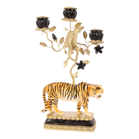 tijger kandelaar goud zwart luxe dieren kandelaar dutch style