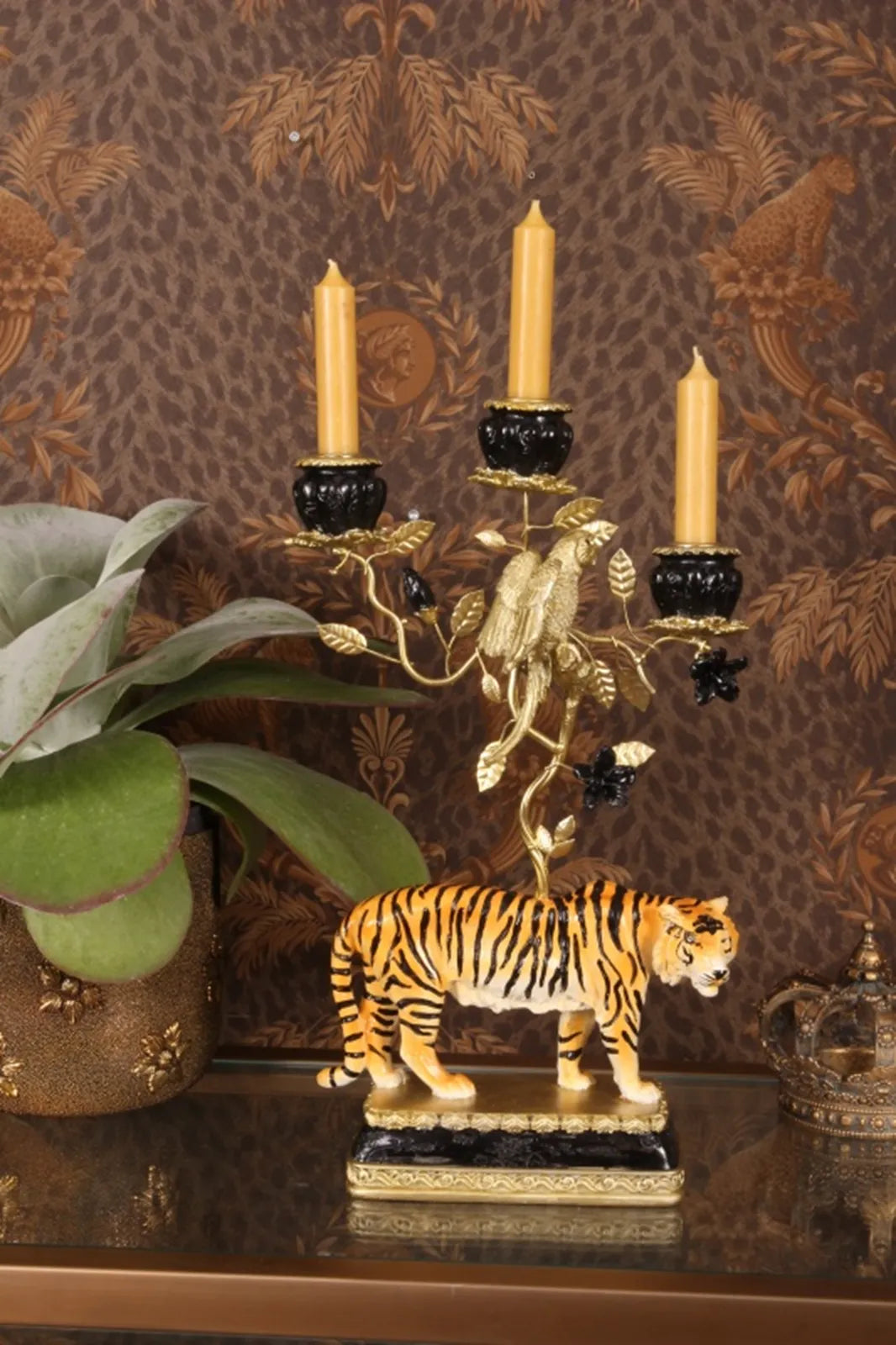 Tiger Kerzenständer – Luxuriöser Tier-Kerzenständer im holländischen Stil