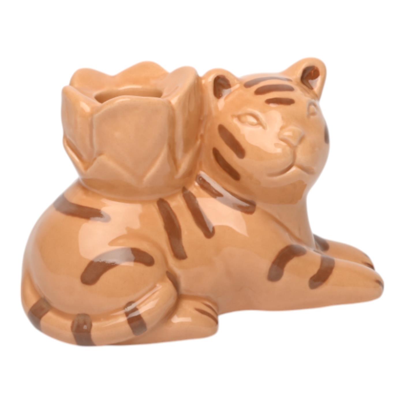 Kandelaar Tijger Keramiek – Speels Woonaccessoire
