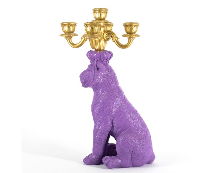 Purple Tiger Candle Holder – Animal Eyecatcher 35.5 cm