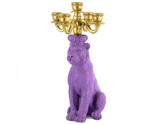 Paarse Tijger Kandelaar – Dieren Eyecatcher 35,5 cm
