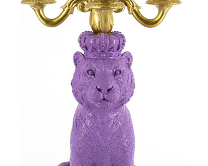 Purple Tiger Candle Holder – Animal Eyecatcher 35.5 cm