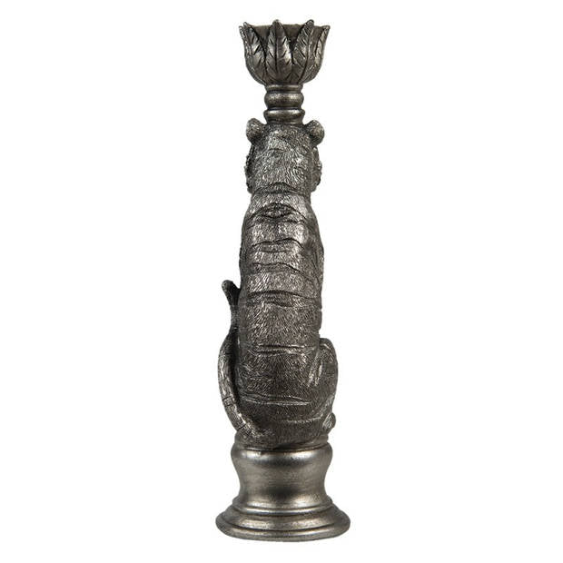 Silberner Tiger Kerzenständer – Luxuriöser Blickfang 25 cm
