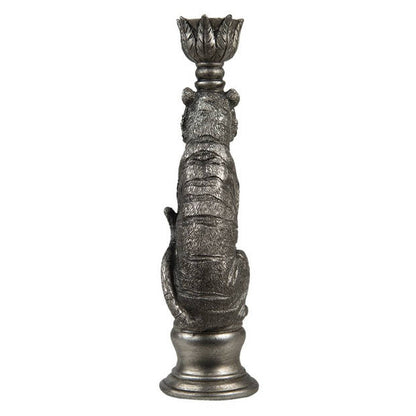 Silberner Tiger Kerzenständer – Luxuriöser Blickfang 25 cm