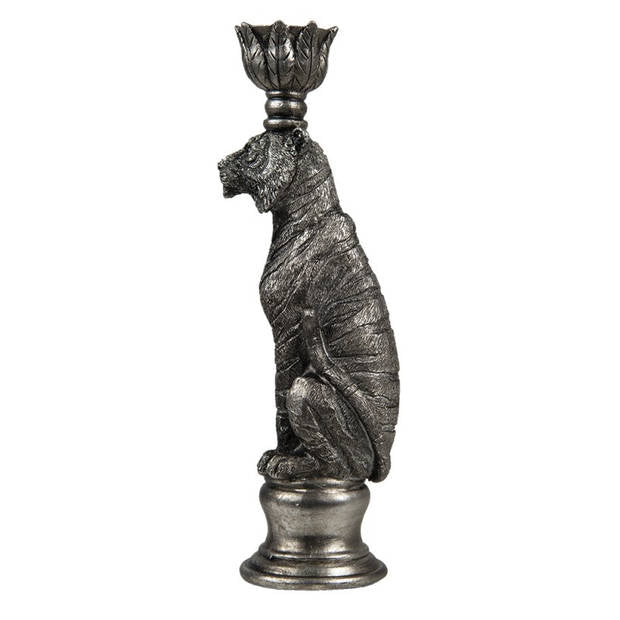 Silberner Tiger Kerzenständer – Luxuriöser Blickfang 25 cm
