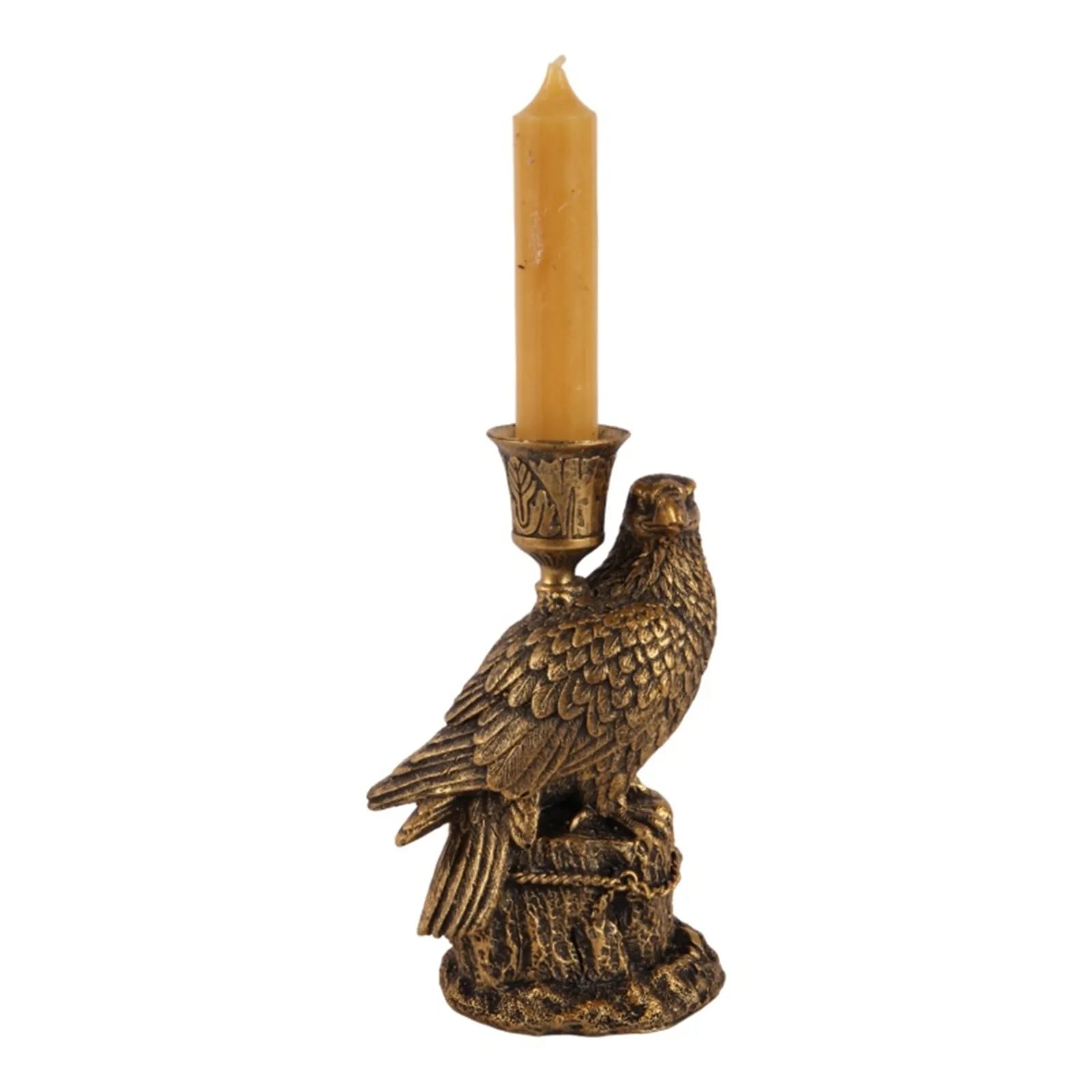 gouden vogel kandelaar met dinerkaars decoratief dutch style