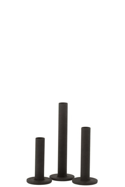 Candle Holder Set Black Metal – 3 Pieces J-Line (Modern Design)