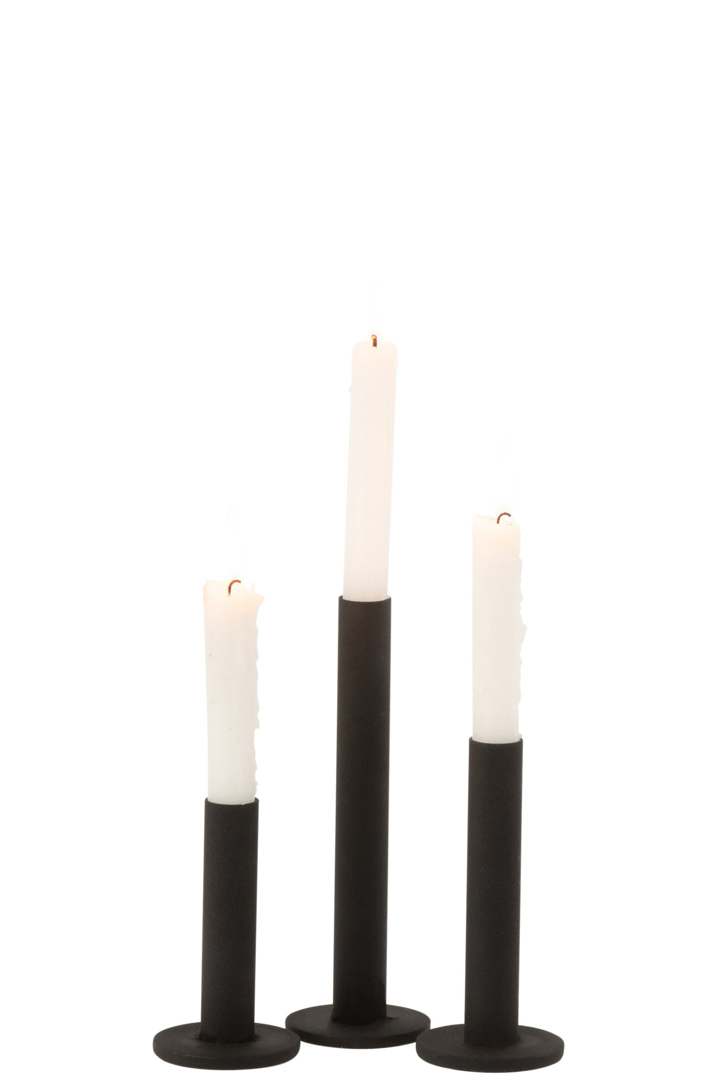 Candle Holder Set Black Metal – 3 Pieces J-Line (Modern Design)