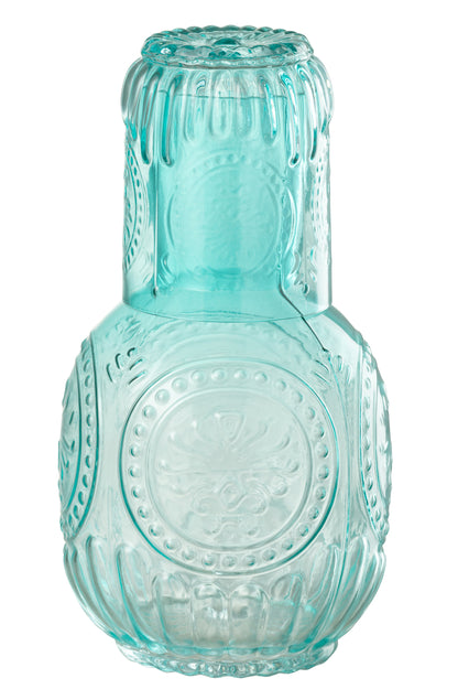 Karaf met Drinkglas Maya Aqua – Vintage Glas Set 750 ml