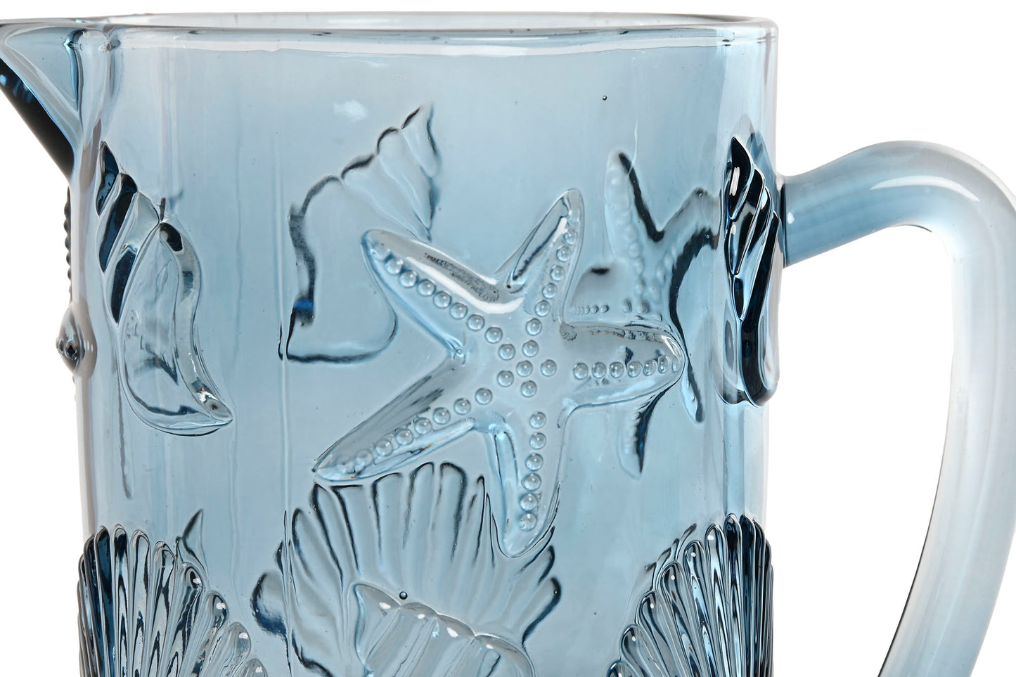 Glazen Waterkan met Zeesterren Reliëf – Blauw 1,15 Liter