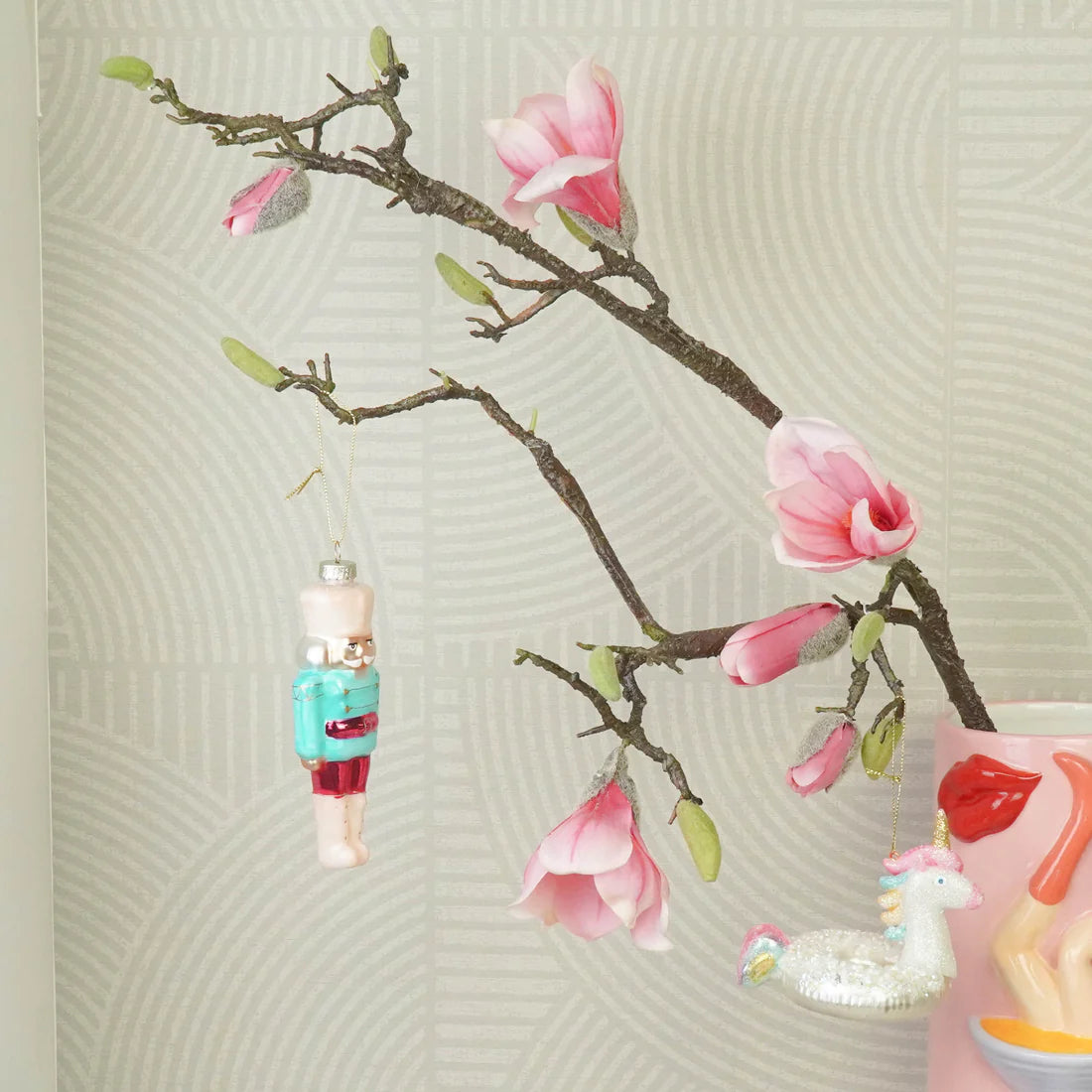 Einhorn-Weihnachtskugel-Schwimmring – Glas – Ornament – ​​8 x 9,5 x 9 cm