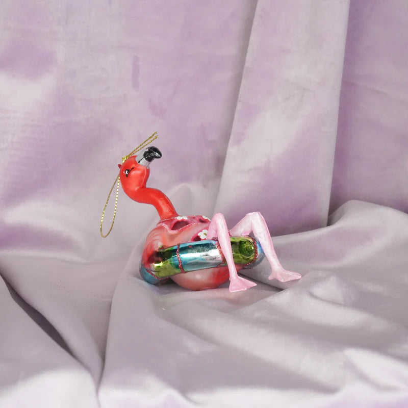 Kerstbal Flamingo – Glas – 7,5 x 7,5 x 11,5 cm