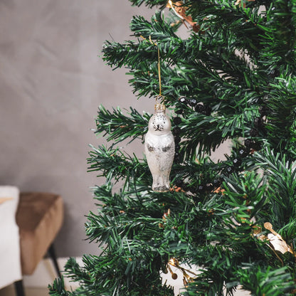 Weihnachtskugel aus Glas mit Siegelmotiv – 3,5 x 9,5 cm – Glänzender Tierschmuck