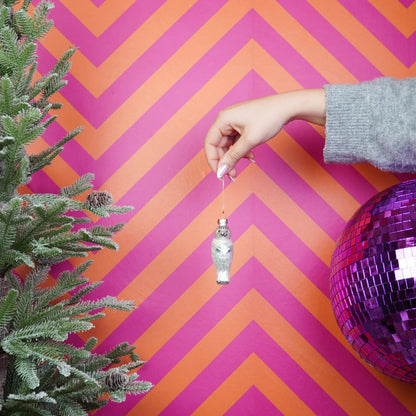 Weihnachtskugel aus Glas mit Siegelmotiv – 3,5 x 9,5 cm – Glänzender Tierschmuck