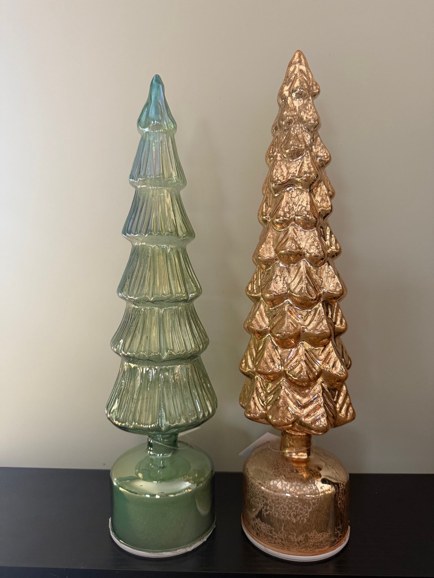 Glazen LED Kerstboom met Draaieffect – Goud of Groen | 38–39,5 cm