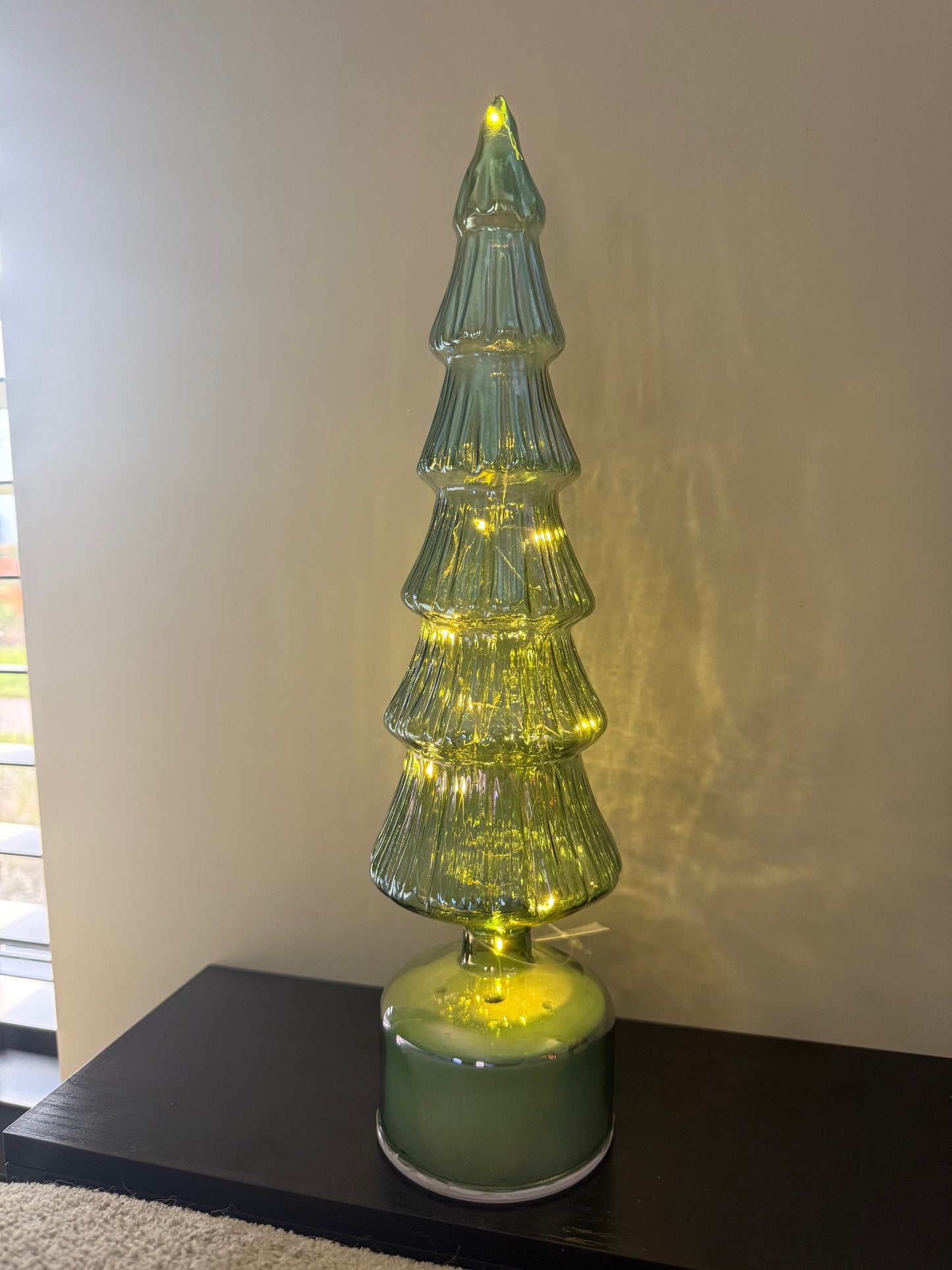 Glazen LED Kerstboom met Draaieffect – Goud of Groen | 38–39,5 cm