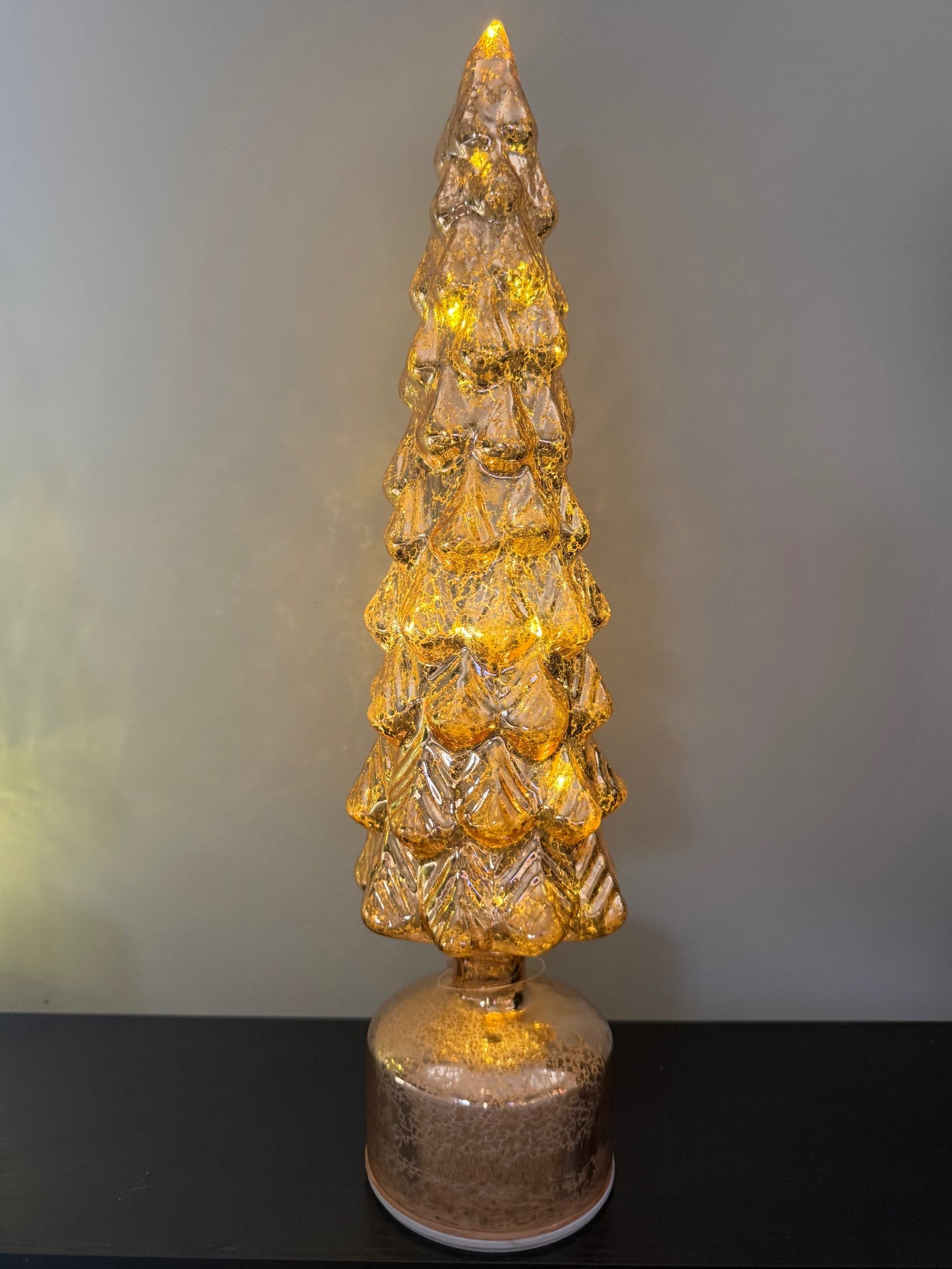 Glazen LED Kerstboom met Draaieffect – Goud of Groen | 38–39,5 cm