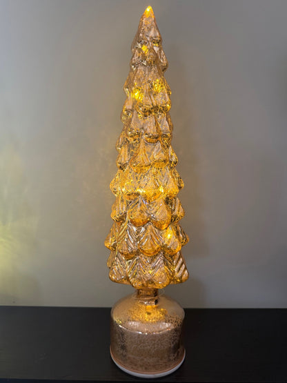 Glazen LED Kerstboom met Draaieffect – Goud of Groen | 38–39,5 cm