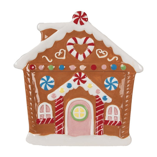 Keramieken gingerbread bord in kerststijl – Clayre & Eef – 20x21x2 cm