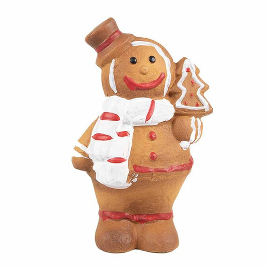 Keramieken kerstdecoratie gingerbread mannetje in bruin – Clayre & Eef – 9x6x15 cm