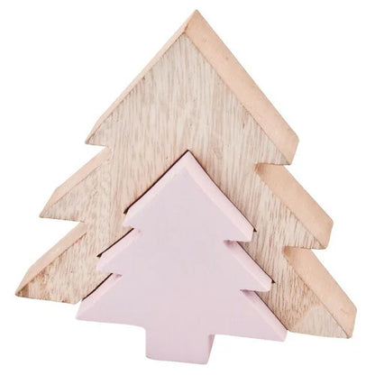 Christbaumschmuck aus Holz Rosa &amp; Braun – 13 cm