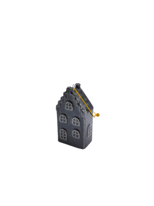 Housevitamin zwart keramisch grachtenhuisje ornament hanger – 6,5 cm – Krokomingo