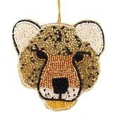 Gouden Panter Kersthanger – Handgemaakt Ornament van Kralen – 10 x 9 cm