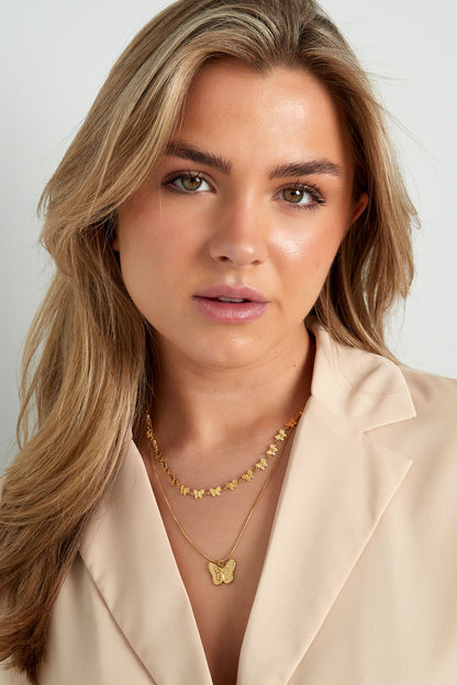 Gouden Dubbele Ketting met Vlinders – 40+5 cm