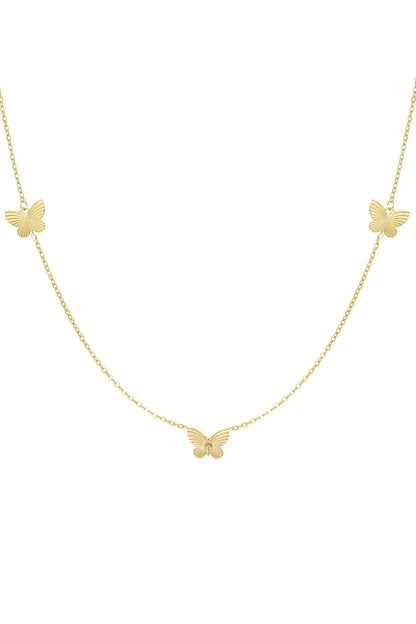 Lange Gouden Ketting met Vlinders – Stainless Steel