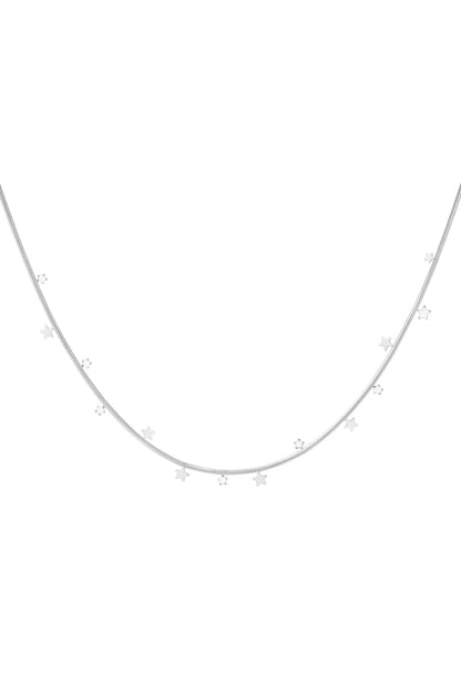 Zilveren sterrenketting – verstelbare stainless steel damesketting met sterretjes – Krokomingo