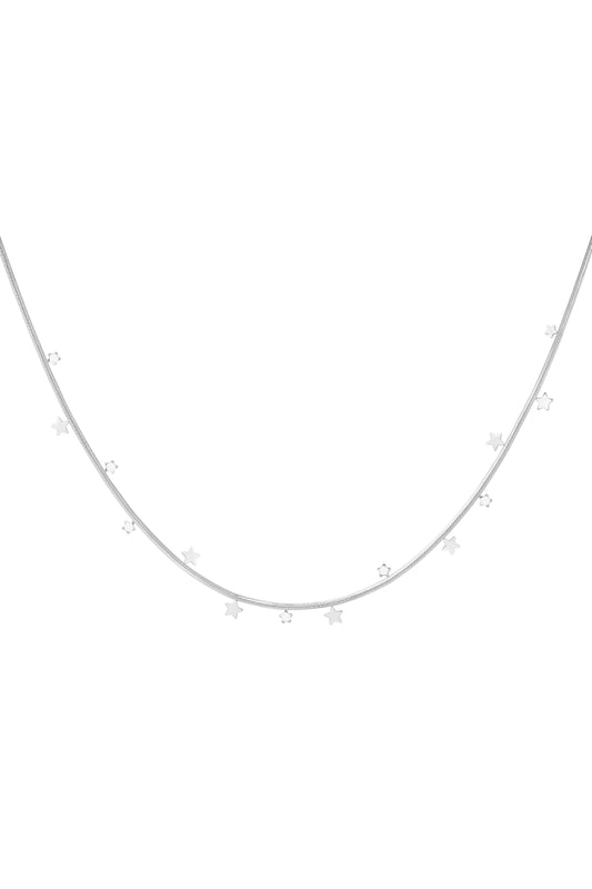 Zilveren sterrenketting – verstelbare stainless steel damesketting met sterretjes – Krokomingo
