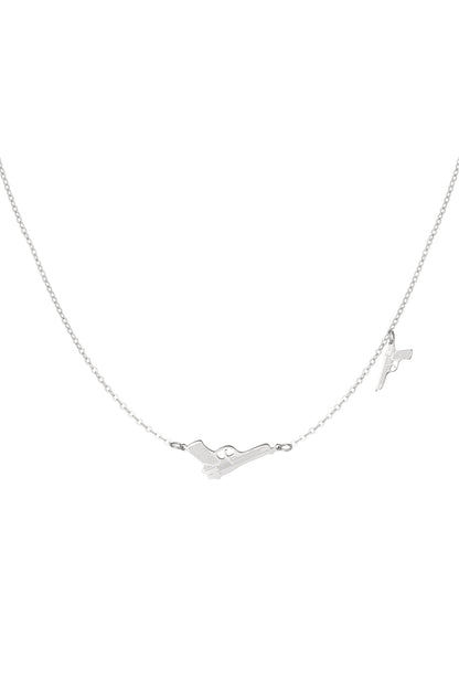 Zilverkleurige stainless steel pistool ketting – Krokomingo sieraden