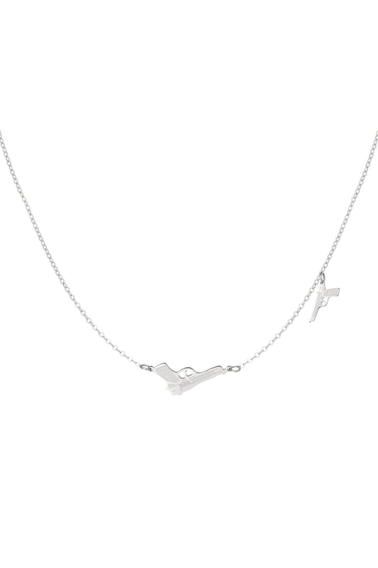 Zilverkleurige stainless steel pistool ketting – Krokomingo sieraden