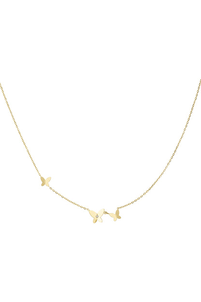 Gouden Ketting met 3 Vlinders – 39+5 cm