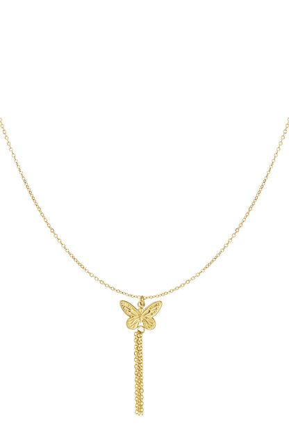 Gouden Ketting met Vlinder & Bloem – 39+5 cm