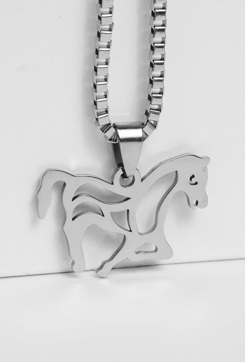 Zilverkleurige Ketting met Paard Hanger – Unisex
