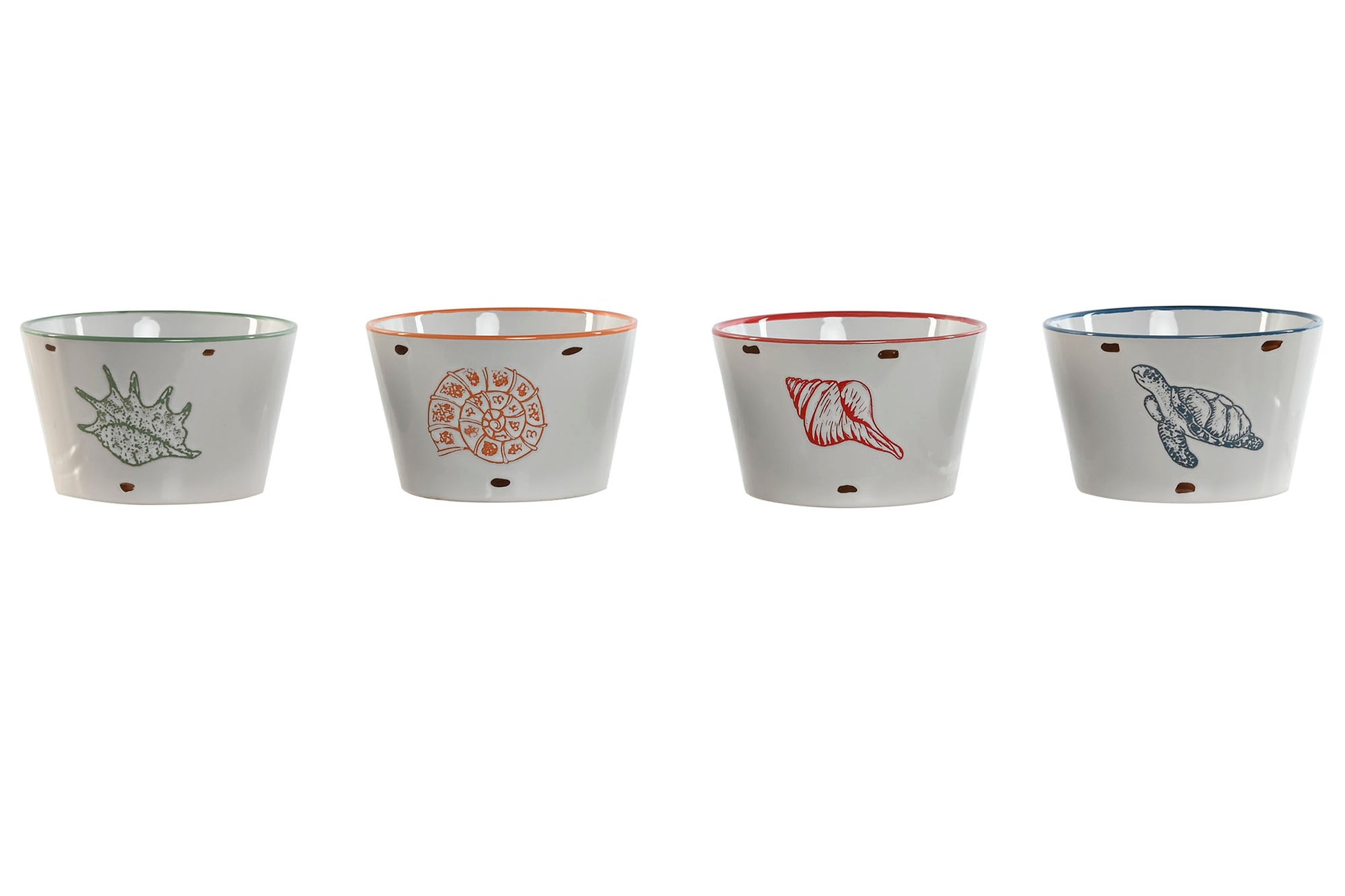 Stoneware kom van 570 ml met maritieme illustraties, verkrijgbaar als Zeester, Spiraalschelp, Zeeschelp of Zeeschildpad en ook als complete set.